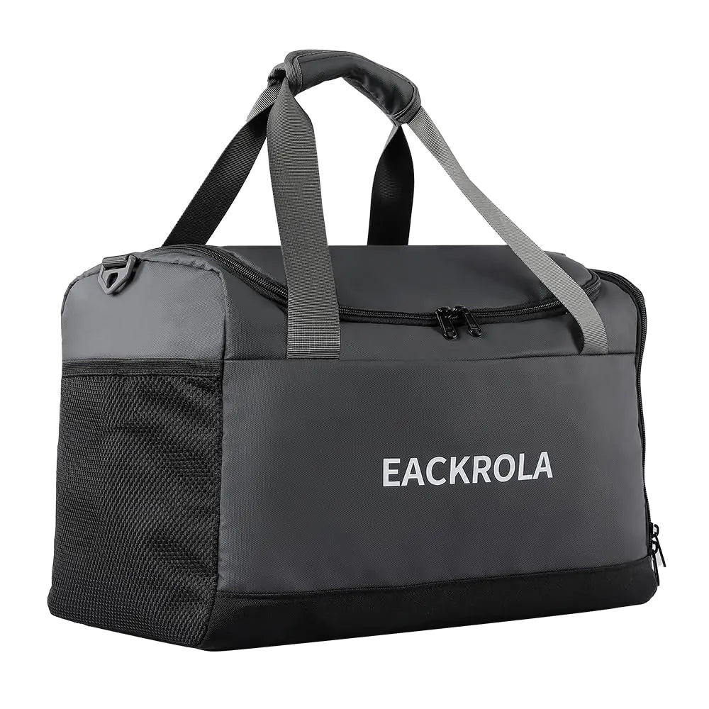 Eackrola Small Sports Gym Bag for Women & Men Travel Duffel Bag Carry-on Bag Lightweight Weekend Overnight Bag with Shoe Compartment & Wet Pocket （Gray，30L）