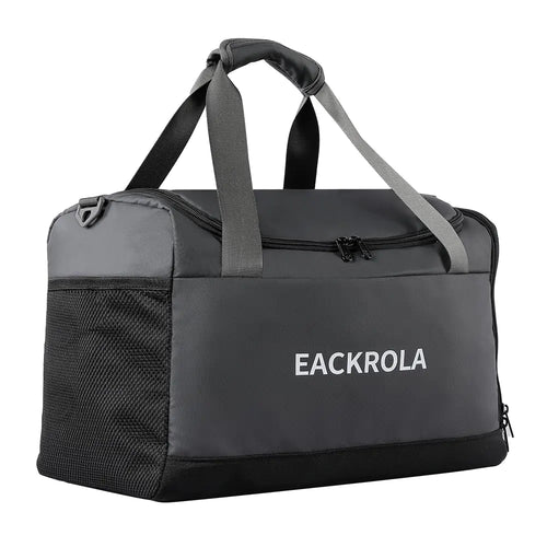 Eackrola Small Sports Gym Bag for Women & Men Travel Duffel Bag Carry-on Bag Lightweight Weekend Overnight Bag with Shoe Compartment & Wet Pocket （Gray，30L）